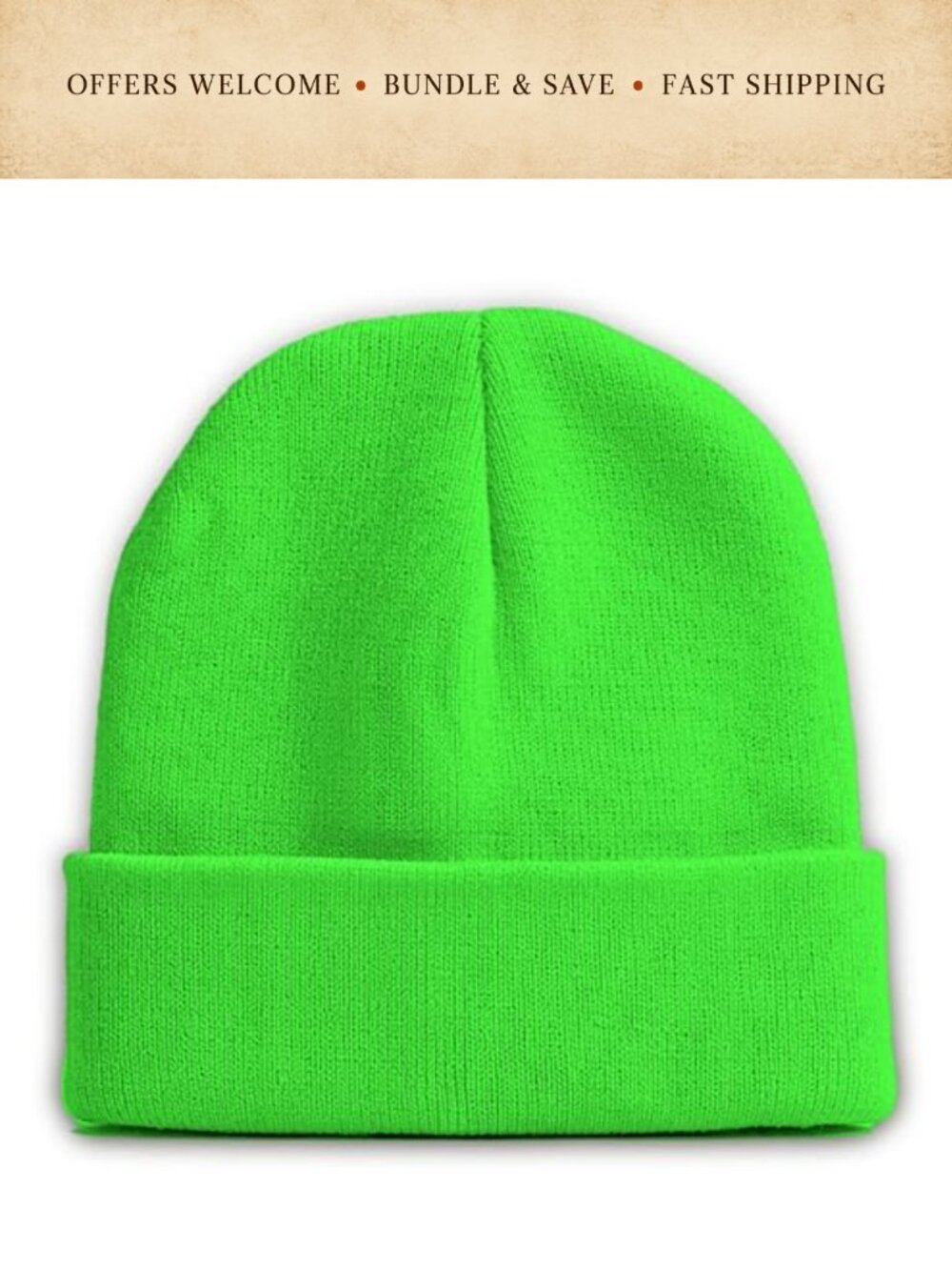 Slouchy Knitted Beanie 100% Acrylic Warm Winter Hat Unisex Foldable